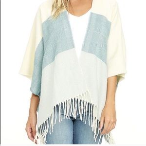 Lulus Glacial ridge cream and mint poncho one size
